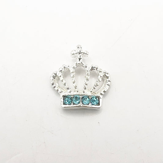 Queen - Nail Charms 10pc - #352 Silver Light Blue Crystal Crowns