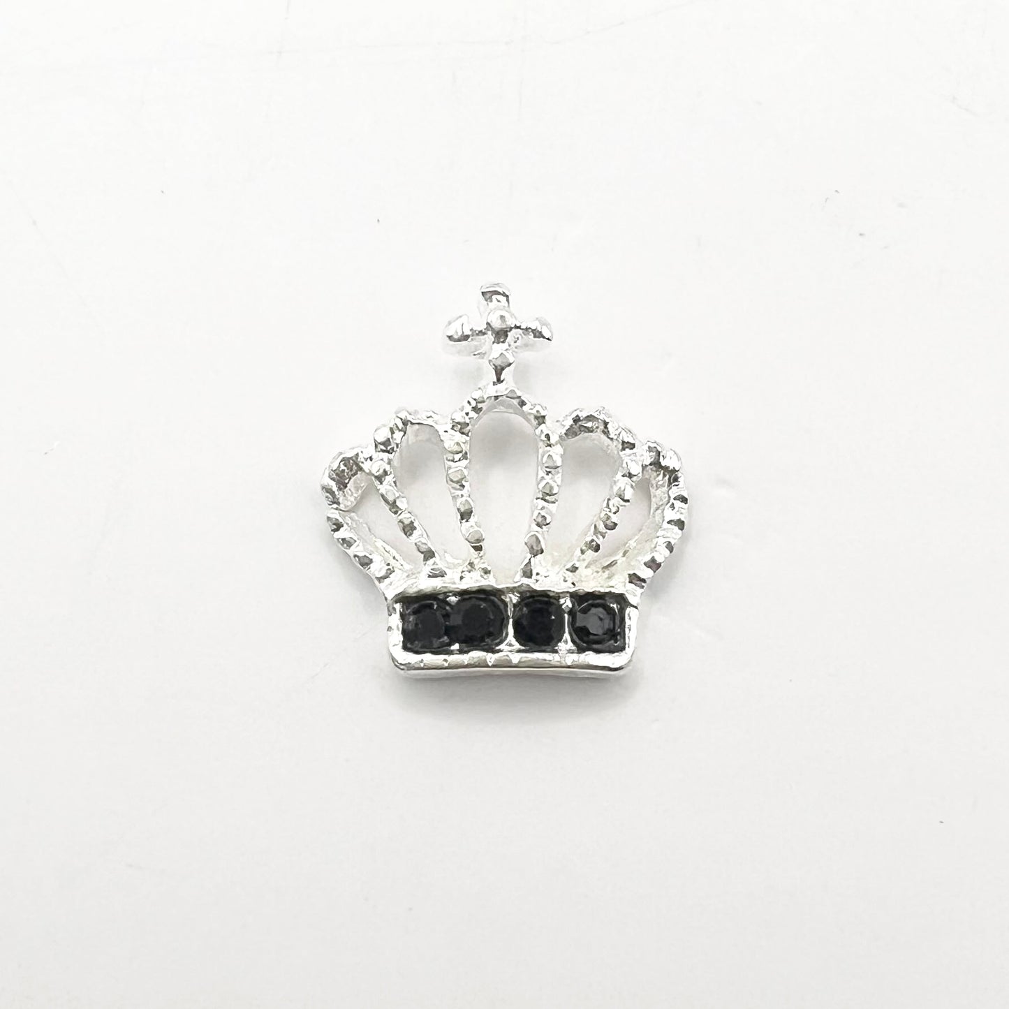Queen - Nail Charms 10pc - #356 Silver Black Crystal Crowns