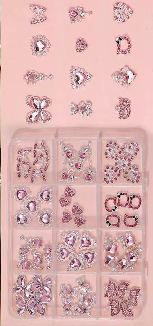 Gel-Le - Heart & Butterfly Assorted Pink Charms 3D