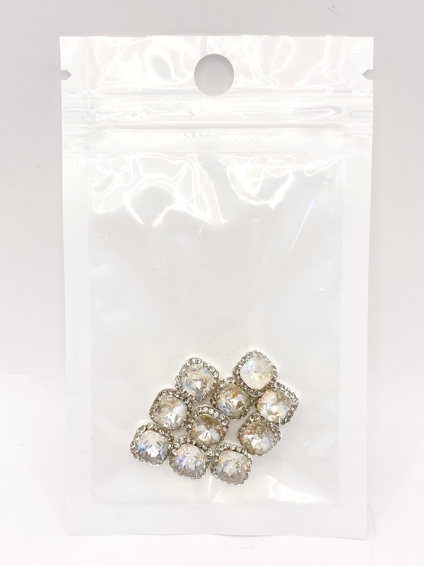 Queen - Nail Charms 10pc - #070 Silver Rainbow Squares