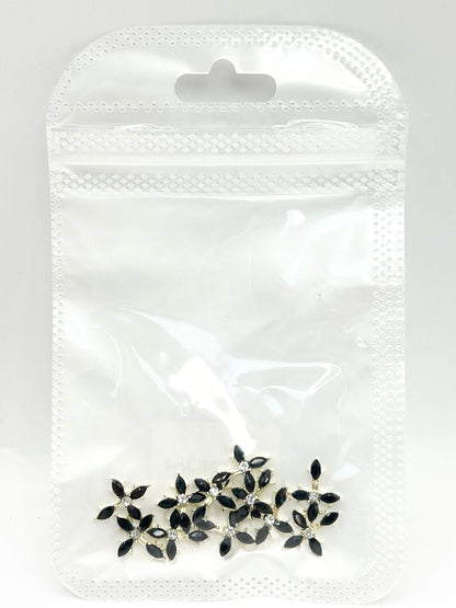 Queen - Nail Charms 10pc - #384 Gold Black Crystal Crosses