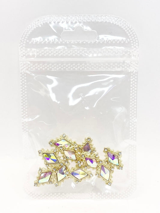 Queen - Nail Charms 10pc - #004 Gold Iridescent Diamonds