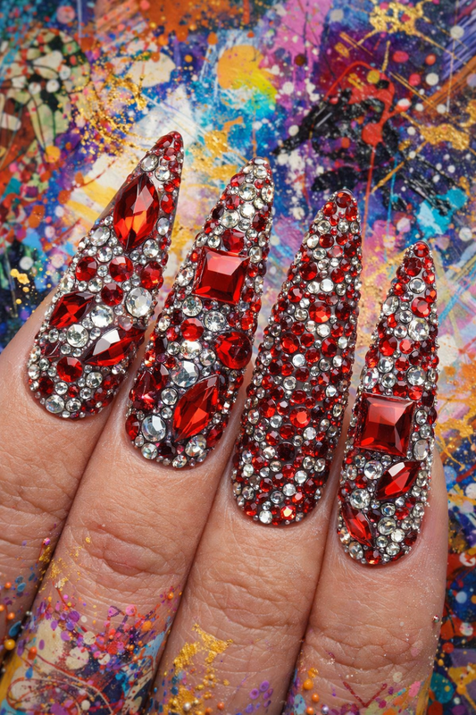 Queen - Red Rhinestone  - Gems - Duo Set - #22