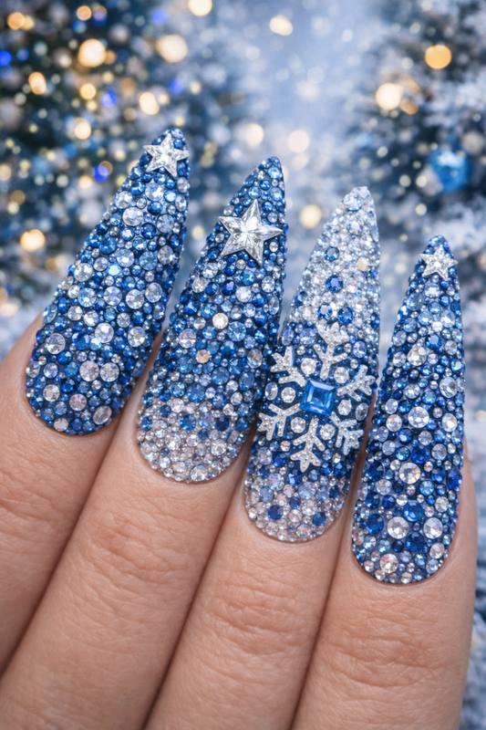 Queen - Blue Rhinestone - Gems - Duo Set - #18