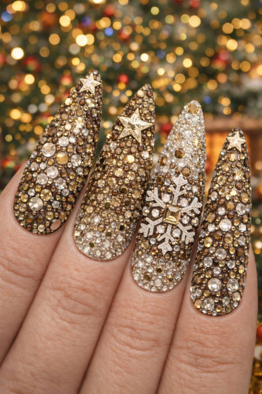 Queen - Gold Rhinestone - Gems - Duo Set - #16