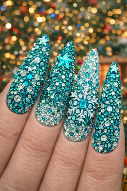 Queen - Aqua Rhinestone - Gems - Duo Set - #17