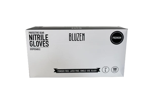 Bluzen - Black Nitrile Gloves - Large