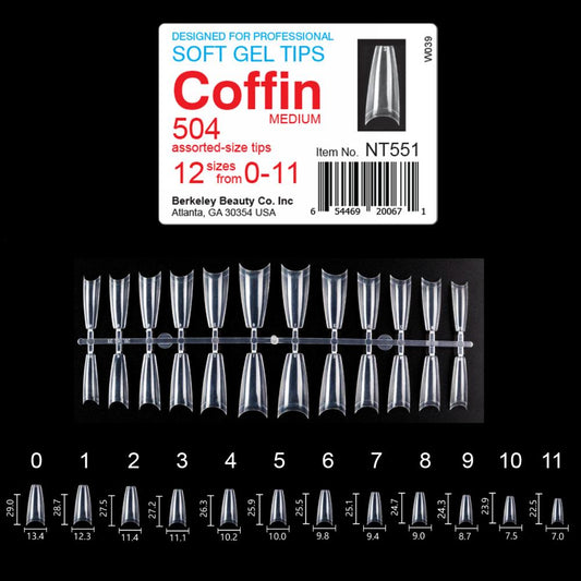 Berkeley - Soft Gel Tip | 504 Tips | Half-Cover | COFFIN