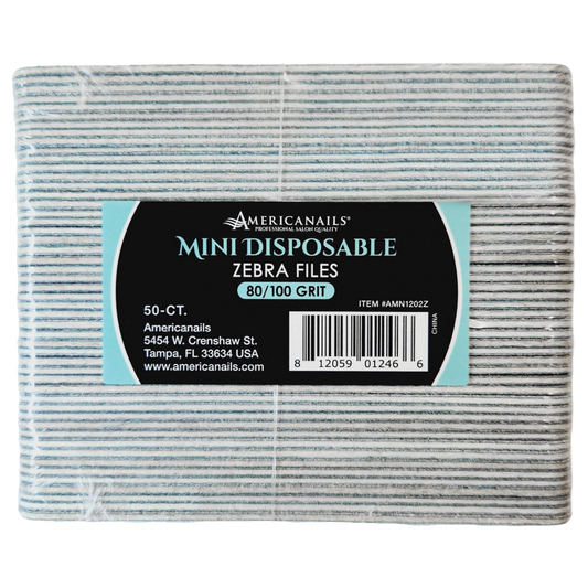 Americanails - Mini Disposable Zebra Files | 80/100 Grit 50ct