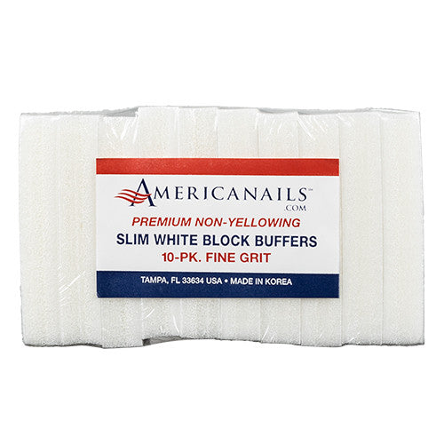 AmericaNails - Slim White Block Buffers 120 Grit 10ct