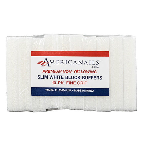 AmericaNails - Slim White Block Buffers 120 Grit 10ct
