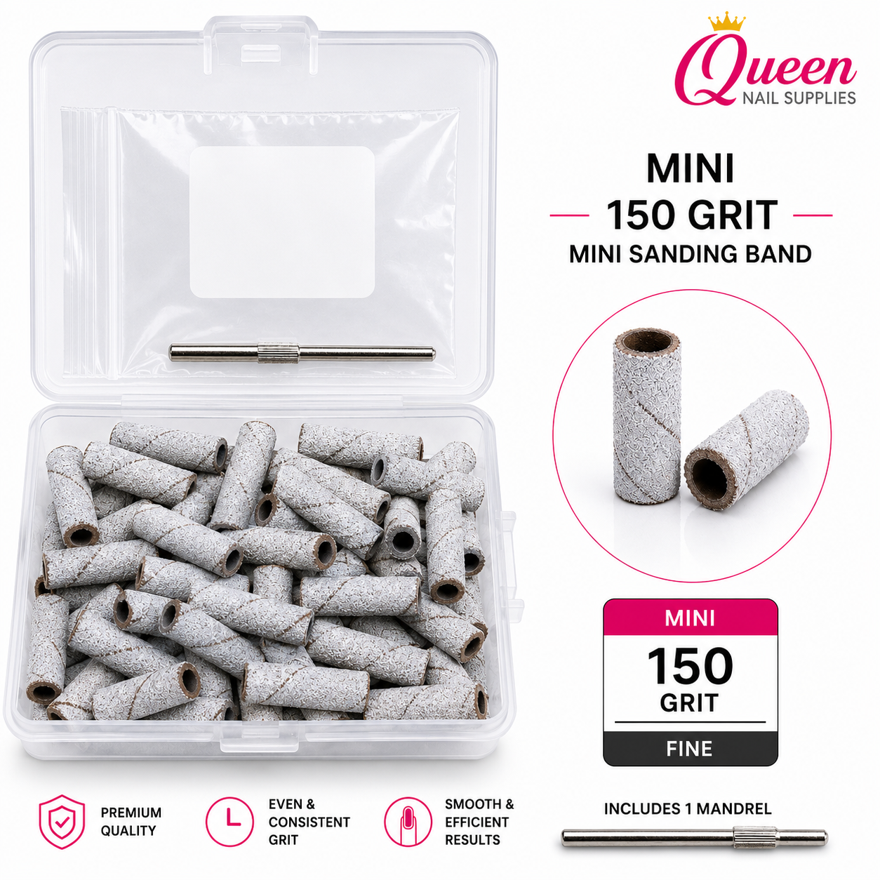 Gel-Le - Mini 2xl White Sand Bands 50pc - Medium 150 Grit