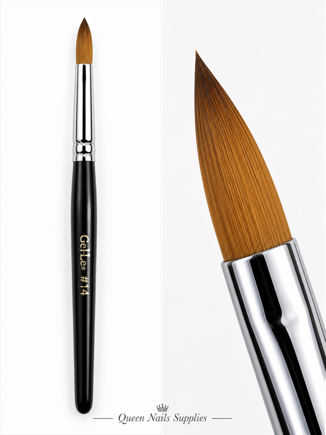 Gel-Le - Acrylic Brush #14 Kolinsky - Black Handle (Pressed)