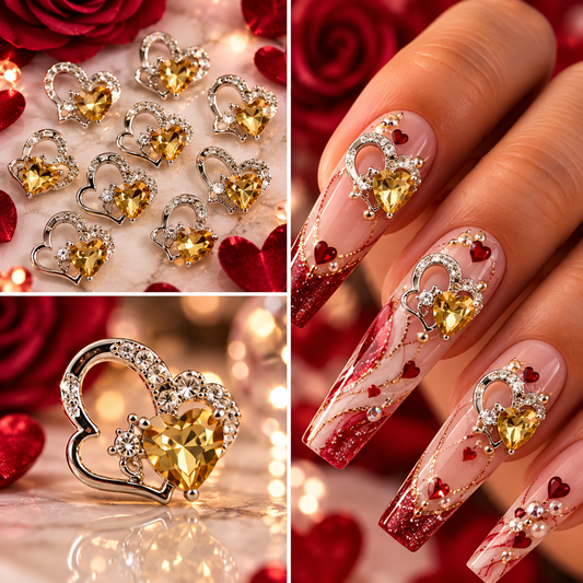 Queen - Nail Charms 10pc - #095 "Love" Yellow Hearts