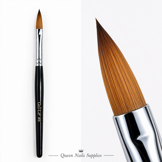 Gel-Le - Acrylic Brushes #8 Kolinsky - Black Handle (Pressed)