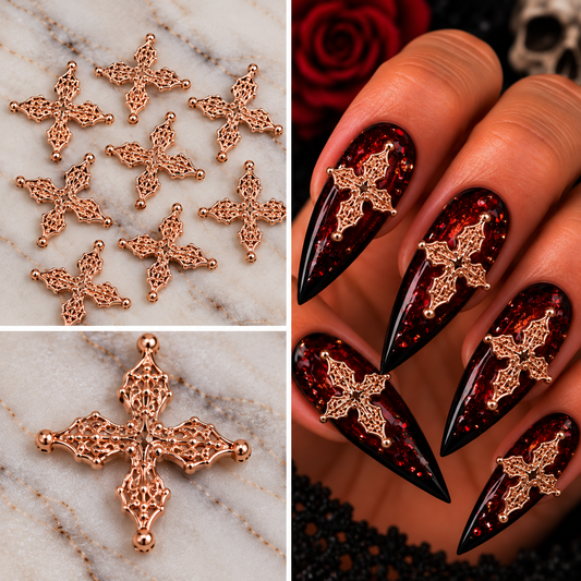 Queen - Nail Charms 10pc - #379 Rose Gold Plus Crosses
