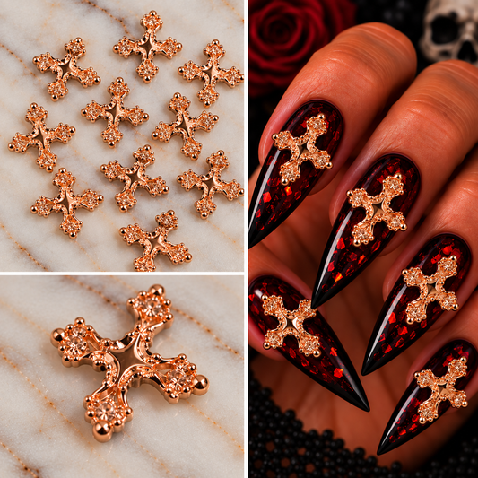 Queen - Nail Charms 10pc - #382 Rose Gold Crosses