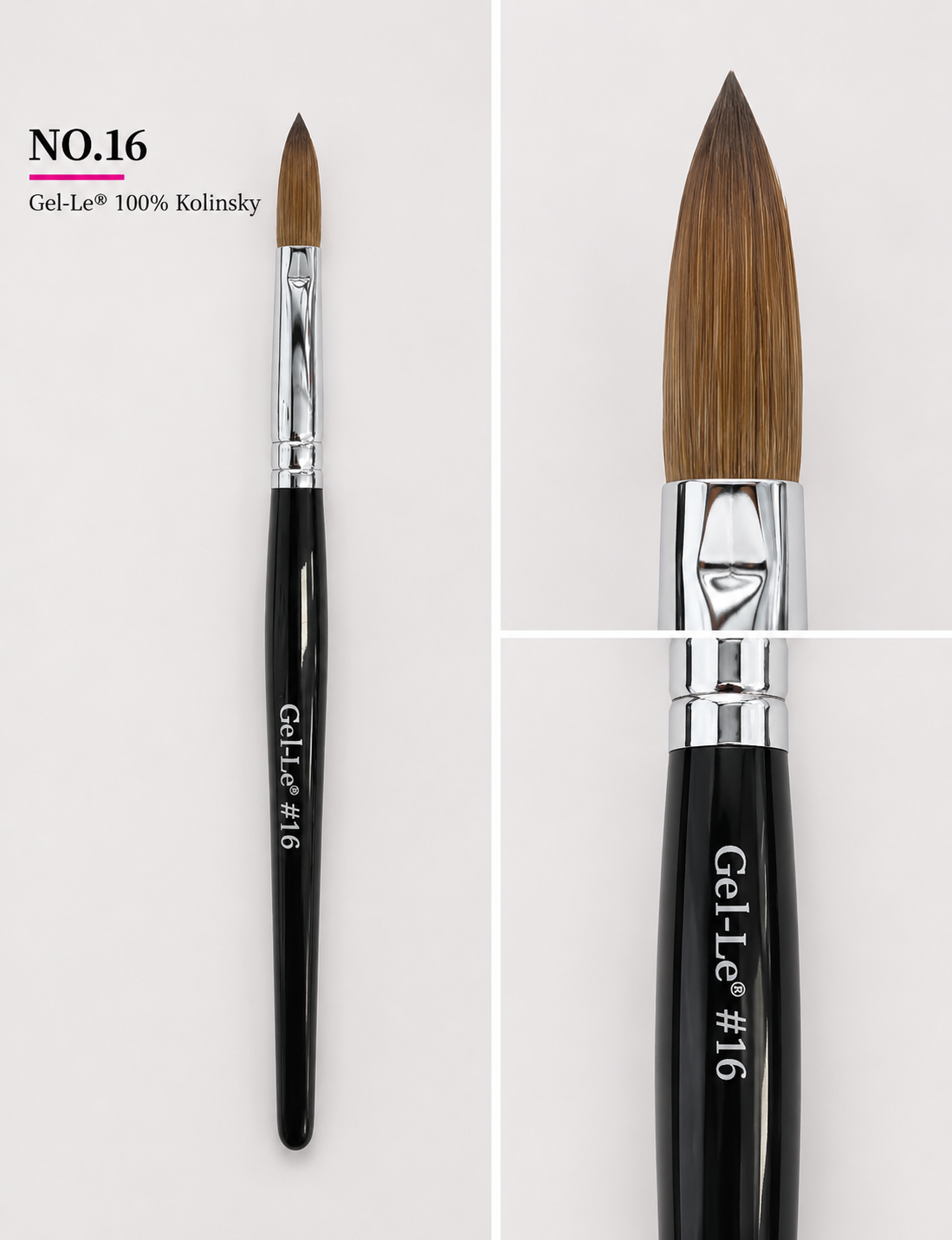 Gel-Le - Acrylic Brushes Kolinsky - Black Handle (Pressed)