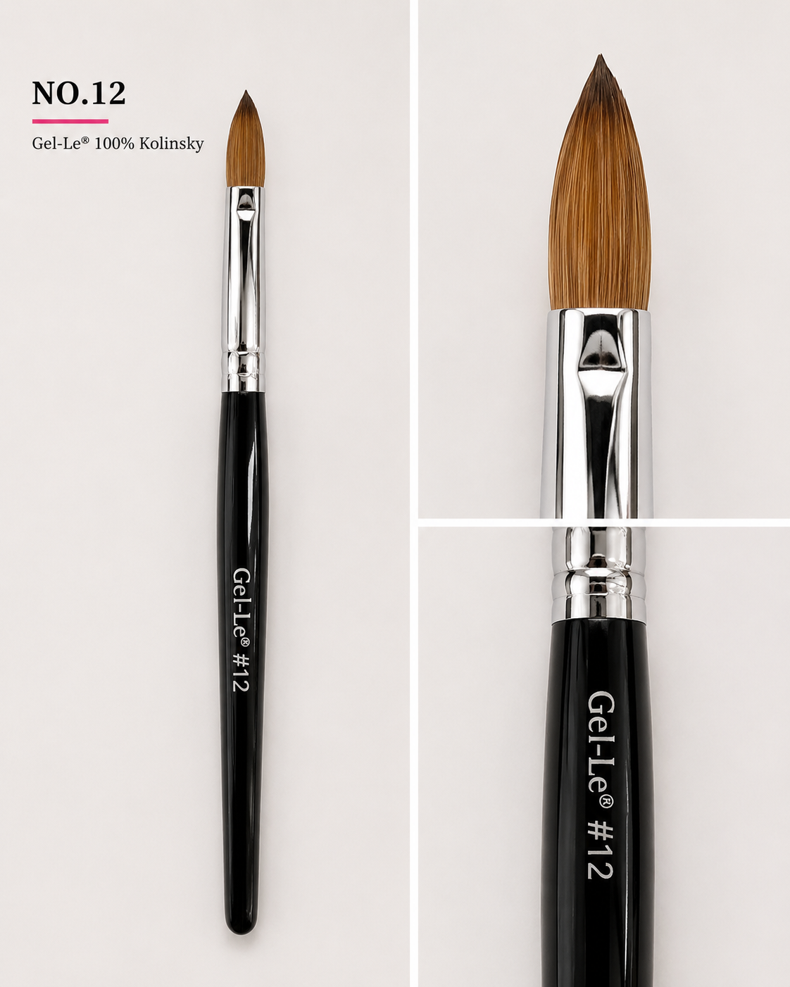Gel-Le - Acrylic Brushes Kolinsky - Black Handle (Pressed)