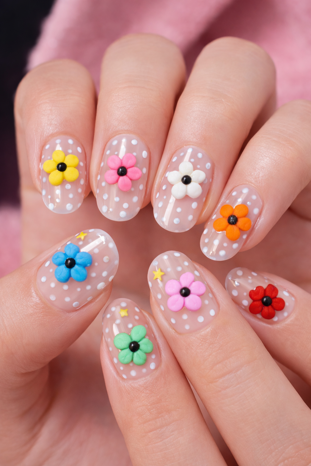 Berkeley - Ceramic 3-D Nail Art - Flower w/ Stone
