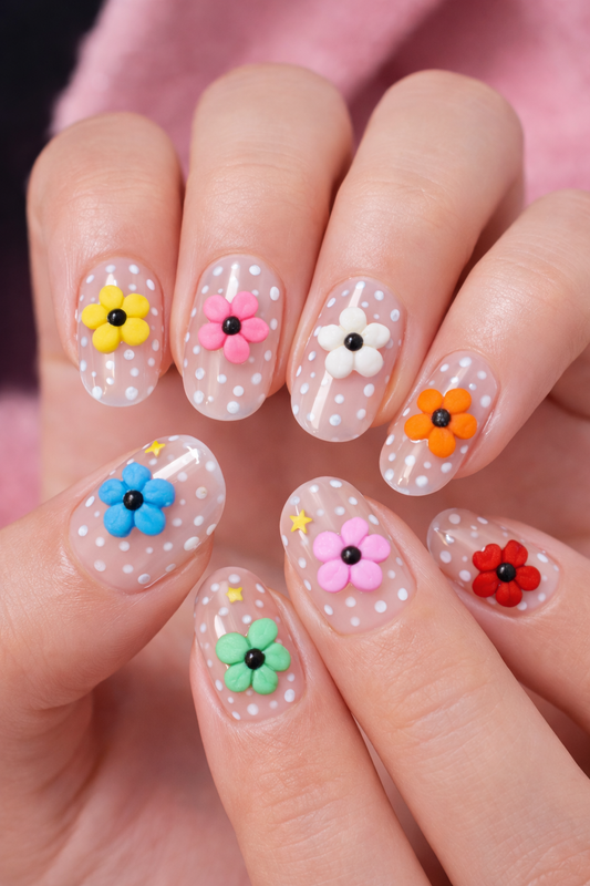 Berkeley - Ceramic 3-D Nail Art - Flower w/ Stone