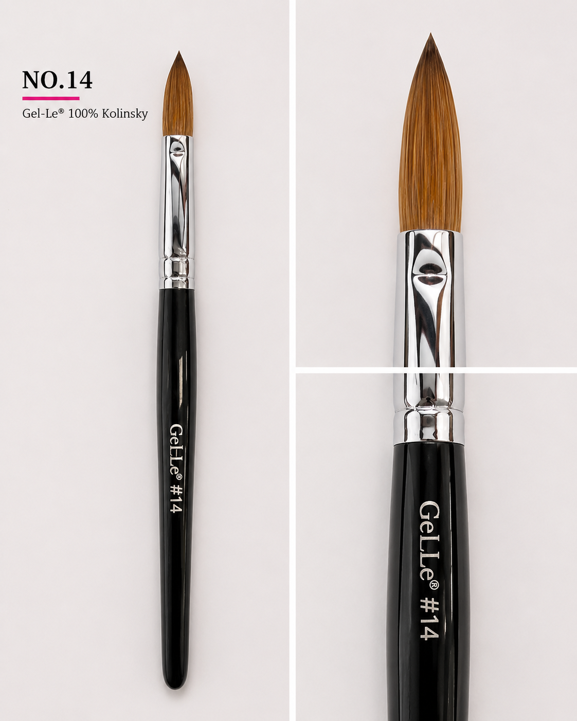 Gel-Le - Acrylic Brushes Kolinsky - Black Handle (Pressed)