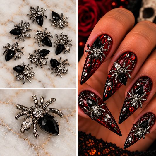 Queen - Nail Charms 10pc - #406 Silver Mini Black Bugs