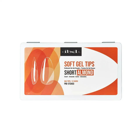 IBD - Full Cover Soft Gel Tips - Short Almond 504pc (Pre-Etched)