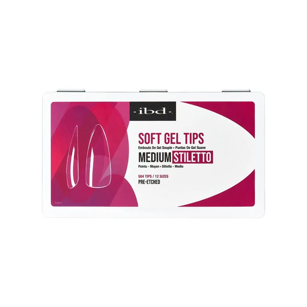 IBD - Full Cover Soft Gel Tips - Medium Stiletto 504pc (Pre-Etched)