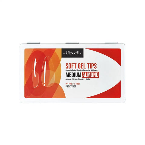 IBD - Full Cover Soft Gel Tips - Medium Almond 504pc (Pre-Etched)