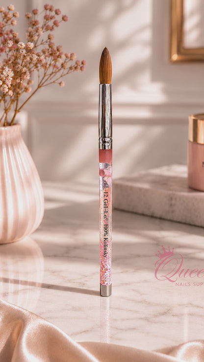 Gel-Le - Acrylic Brush -100% Kolinsky (Liquid/Pink Glitter Handle)