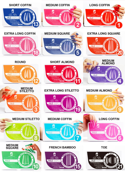 Clara Color - Full Cover Gel Tips - #18 Extra Long Coffin 550pcs