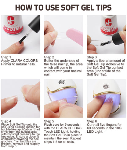 Clara Color - Full Cover Gel Tips - #18 Extra Long Coffin 550pcs
