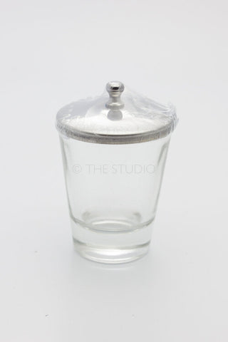 Clear Glass Liquid Cup With Stainless Steel Lid