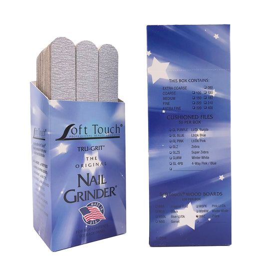 Soft Touch - 7" x 1 1/8" Wood Emery Boards Zebra Nail Files. Grit 100/100