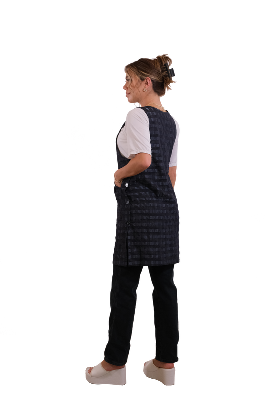 Therapispa - Apron Round Neck W/Button - Checker