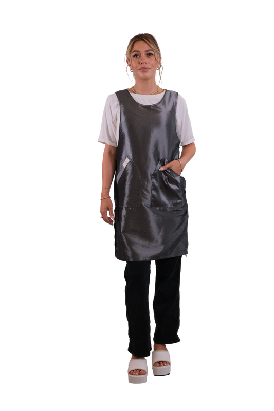 Therapispa - Apron Round Neck W/Button - Gray