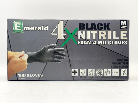 Emerald  - 4x Black Nitrile Gloves 100pc - Medium