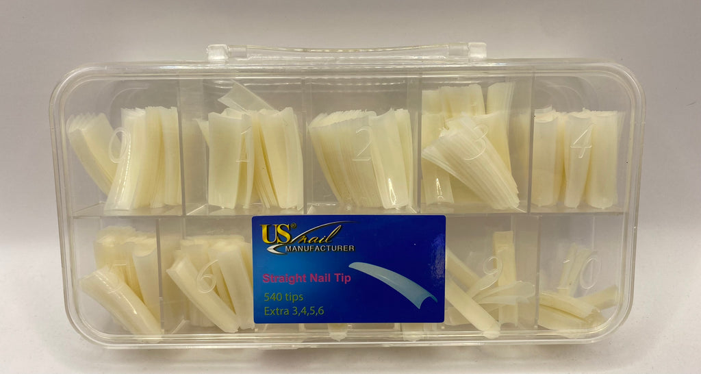 USN French Cover Natural Straight Nail Tips 540pc (HalfMoon) Queen