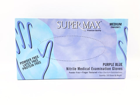 Super Max- Purple Nitrile Gloves 100pc - Medium