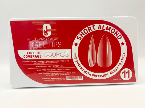 Clara Color - Full Cover Gel Tips - #11 Short Almond 550pcs