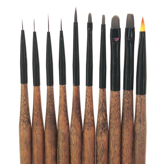 Gel-Le Design Brushes Set - Wood Handle 10pcs