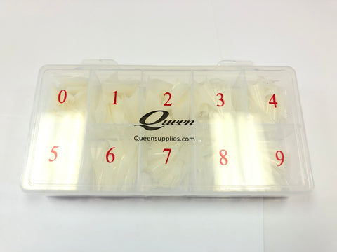 Queen - French Cover Natural Stiletto Nail Tips 550pc (Half-Moon)