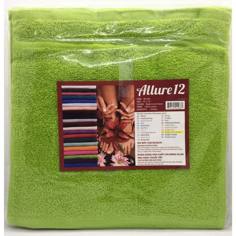 Allure Towels #83 - BRIGHT LIME GREEN 12″ x 12″(12pc)