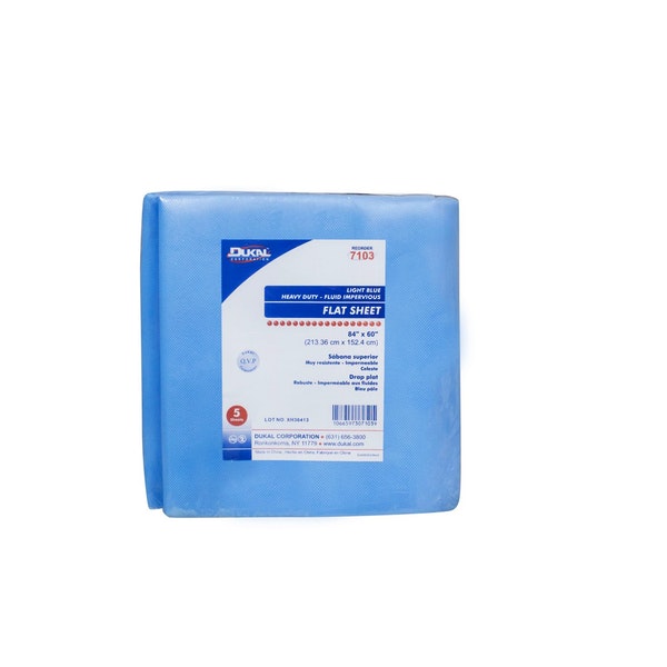 Dukal - Heavy Duty Flat Sheet 84" x 60" (Light Blue)